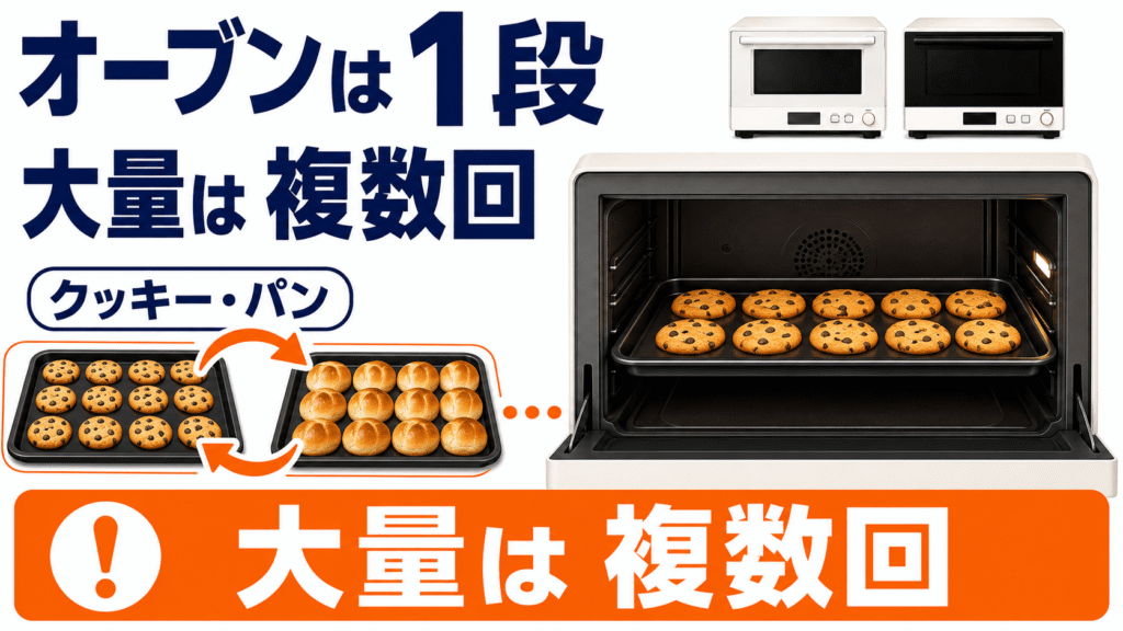 購入前の最終比較! NE-MS4EとNE-MS4D共通の注意点 オーブンは「1段調理」のため大量のお菓子作りには不向き