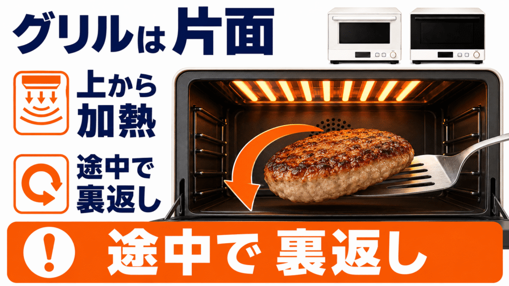 購入前の最終比較! NE-MS4EとNE-MS4D共通の注意点5つ 「片面グリル」仕様でハンバーグなどの裏面まで焼き目をつけるにはコツが必要
