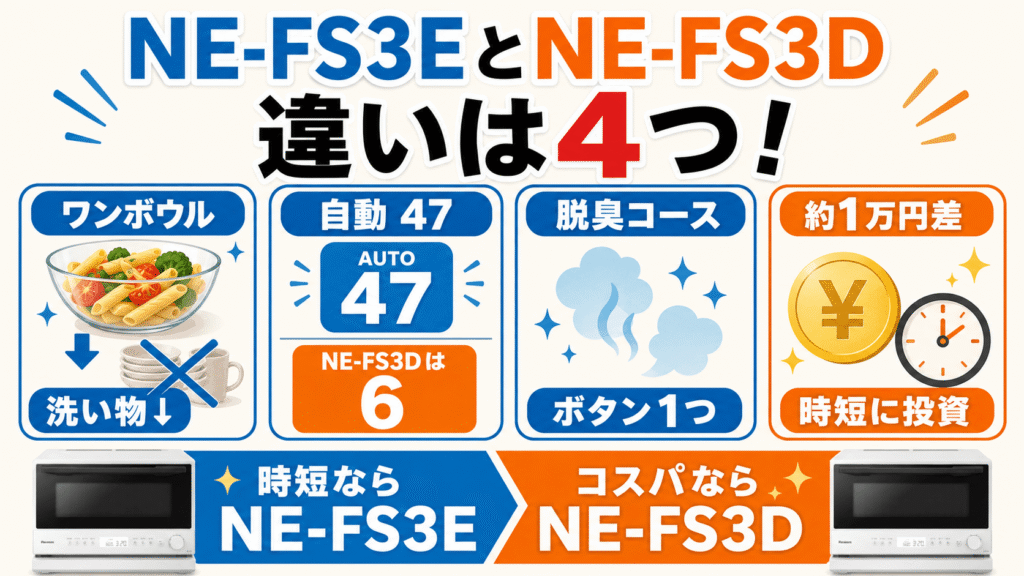 NE-FS3EとNE-FS3Dの違い4つを比較!あなたの生活はどう変わる?