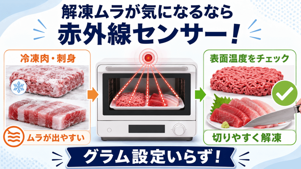 NE-FS3EとNE-FS3D3人以上の家族や本格オーブン調理を楽しみたい方へ|別機種も検討 ひき肉や刺身の「解凍ムラ」をなくしたいなら「赤外線センサー」搭載機