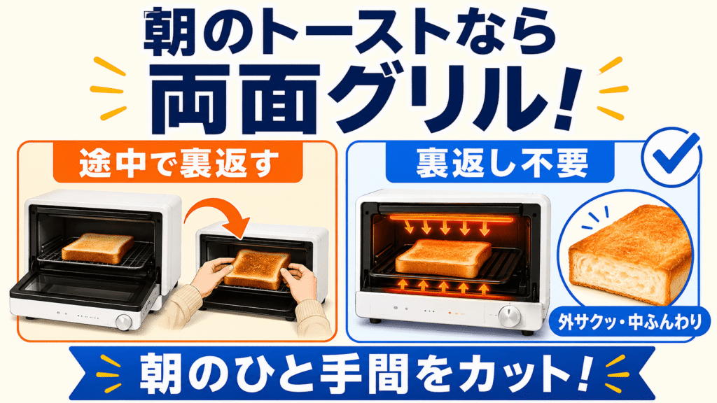 NE-FS3EとNE-FS3D3人以上の家族や本格オーブン調理を楽しみたい方へ|別機種も検討 毎朝のトーストを「裏返し不要」でサッと焼きたいなら両面グリル機を