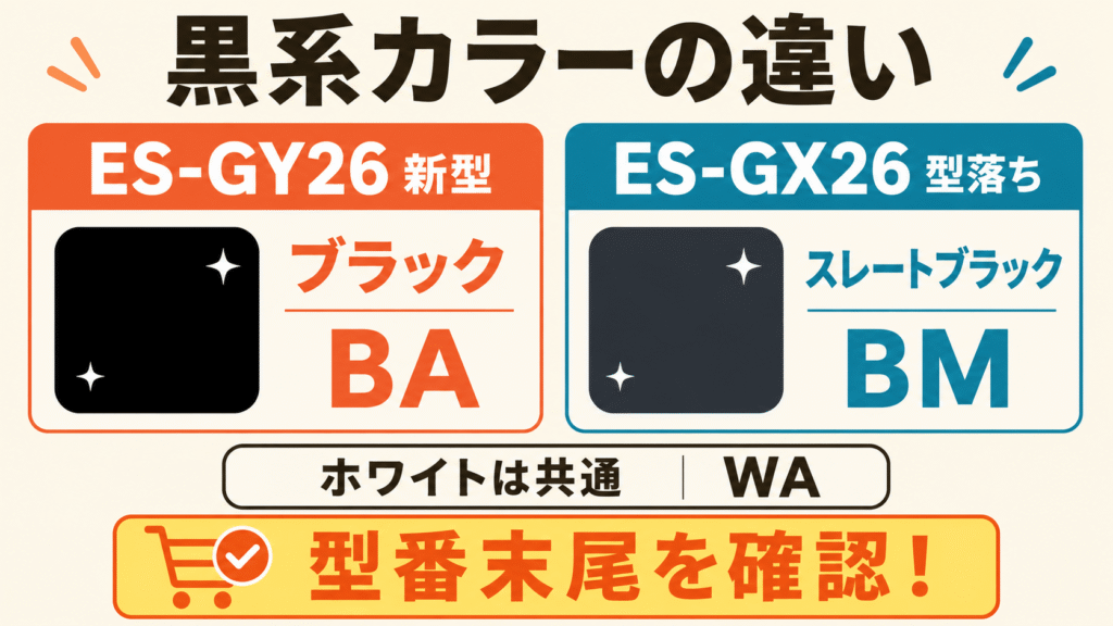 ES-GY26とES-GX26の違い7つを比較 黒系カラーの名称と型番が違う