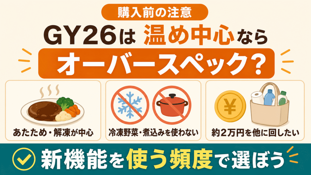 ES-GY26とES-GX26購入前の注意点と最終確認リスト 新型ES-GY26は温めメインならオーバースペック