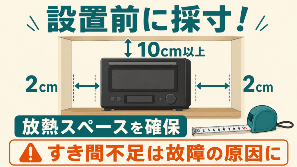 ES-GY26とES-GX26購入前の注意点と最終確認リスト 設置場所に左右各2cm・上方10cmの余裕があるか