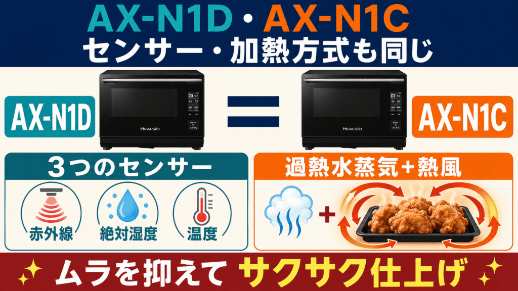 AX-N1DとAX-N1Cの違いを比較！　　3つのセンサーと加熱方式に違いはない