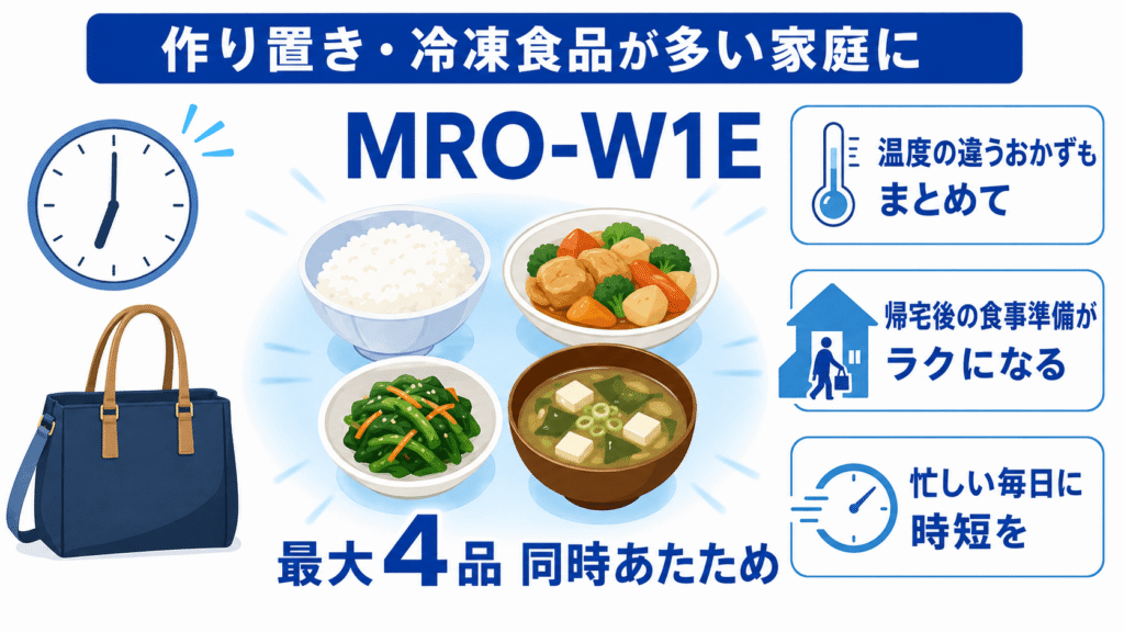 MRO-W1EとMRO-W1Dおすすめモデル比較 作り置きや冷凍食品を頻繁に使う忙しい家庭なら「MRO-W1E」