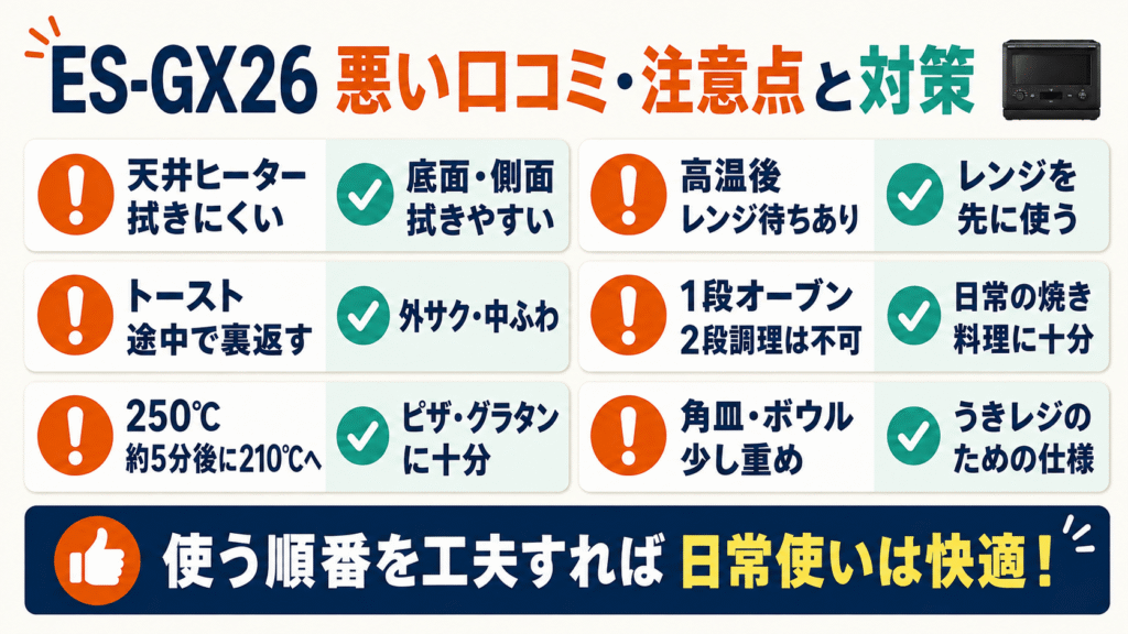 ES-GX26の悪い口コミは?購入前に知るべきネガティブな評判と対策
