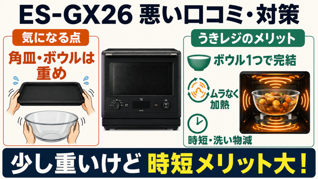 ES-GX26の悪い口コミ 付属の角皿とガラスボウルが重い