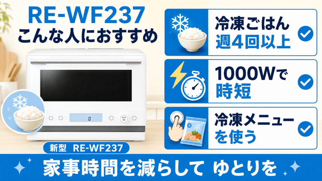 ライフスタイルで判定!RE-WF237とRE-WF236あなたにおすすめのモデルはどっち? 最新機能で時短したい!RE-WF237がおすすめな人