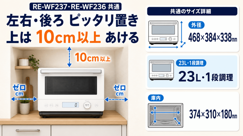 どちらを選んでも大満足!RE-WF237とRE-WF236に共通する優秀な機能 置き場所に困らない「左右・後ろピッタリ置き対応」