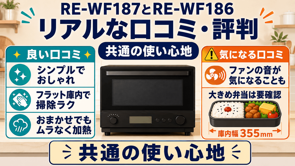 RE-WF187とRE-WF186のリアルな口コミ・評判を比較