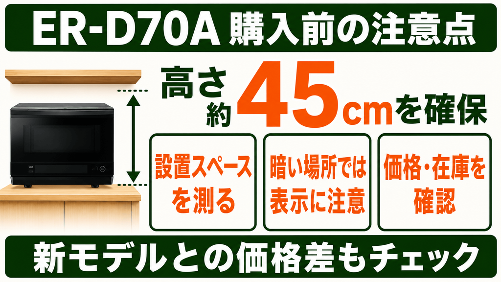 【注意点】ER-D70AとYRP-F181TV購入前に知っておきたいデメリット　ER-D70Aの注意点：高さ45cmの確保と在庫確認