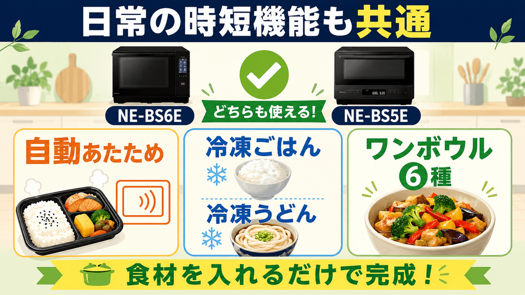 NE-BS6EとNE-BS5Eの共通機能 日常使いに便利な「自動あたため・ワンボウルメニュー」