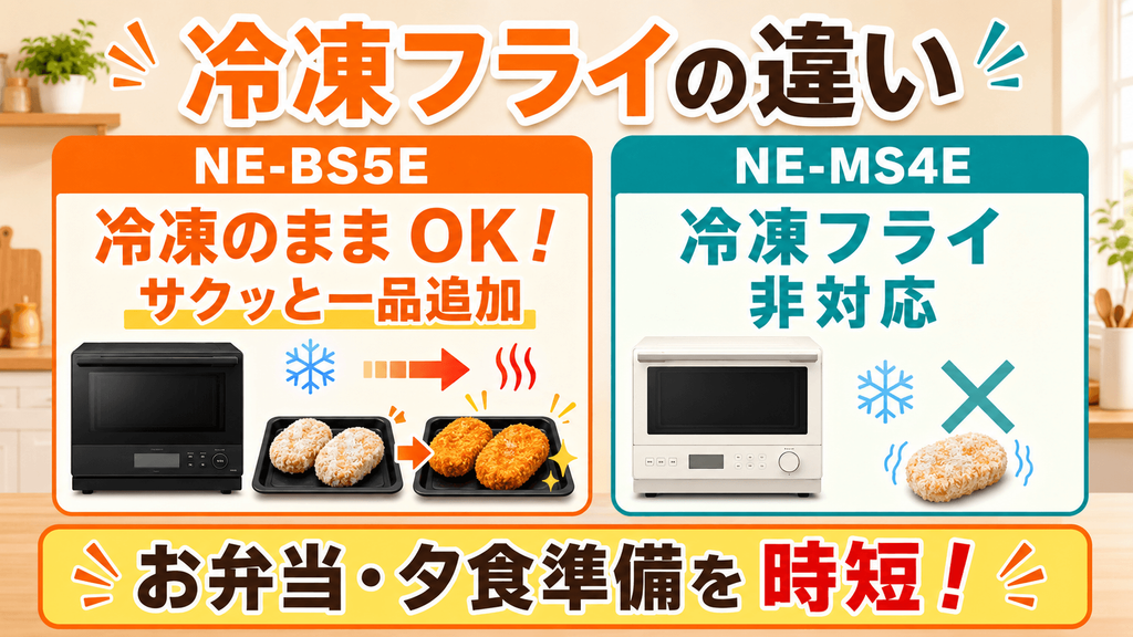 NE-BS5EとNE-MS4Eの違いを比較 冷凍フライ:NE-BS5Eのみ対応