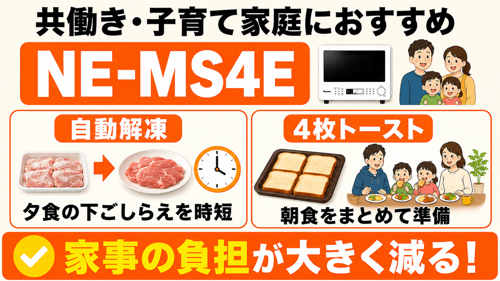 ライフスタイルで比較!NE-MS4EとNE-FS3Eはどっちがあなた向き? 共働き・子育て家庭にはNE-MS4E