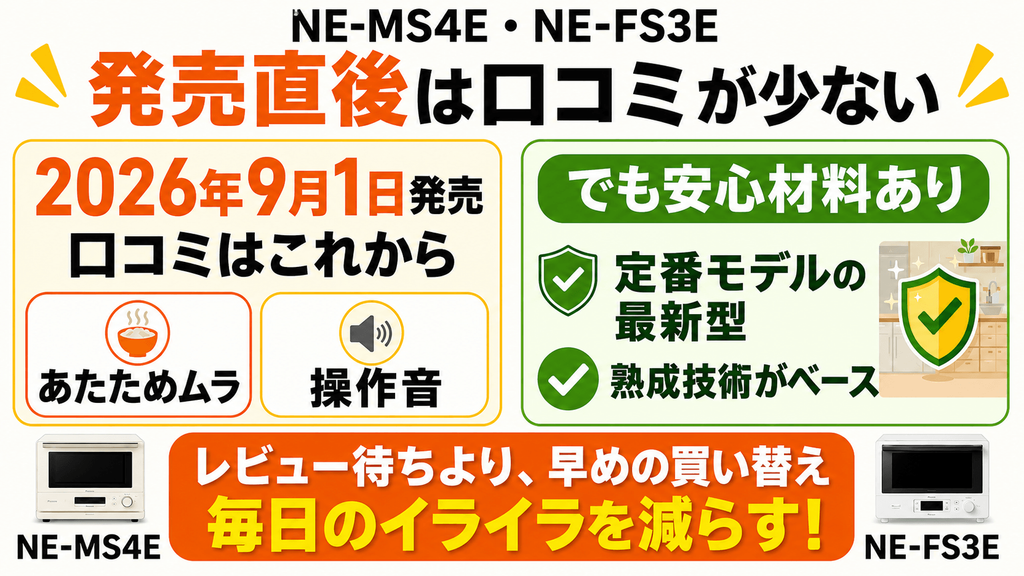 NE-MS4EとNE-FS3Eを買う前に確認するべき注意点 口コミはまだ少ない