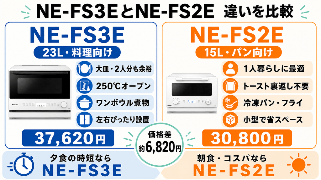 NE-FS3EとNE-FS2Eの違いを比較