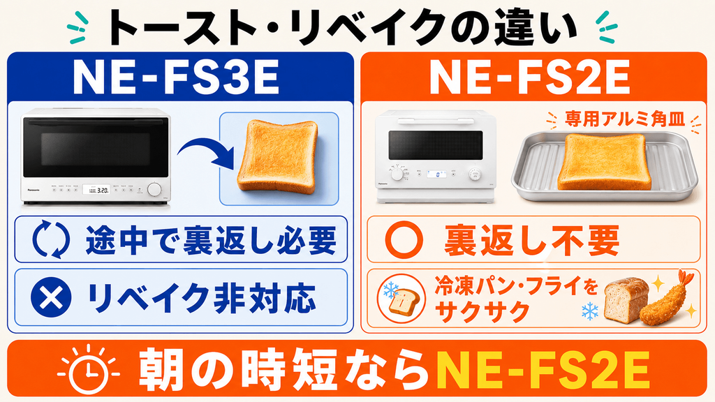 NE-FS3EとNE-FS2Eの違いを比較 トーストとリベイク