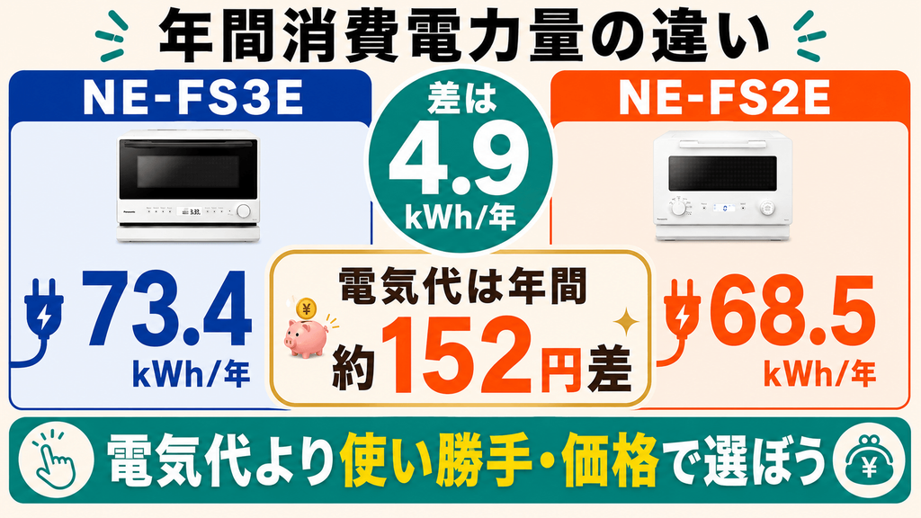 NE-FS3EとNE-FS2Eの違いを比較 年間消費電力量