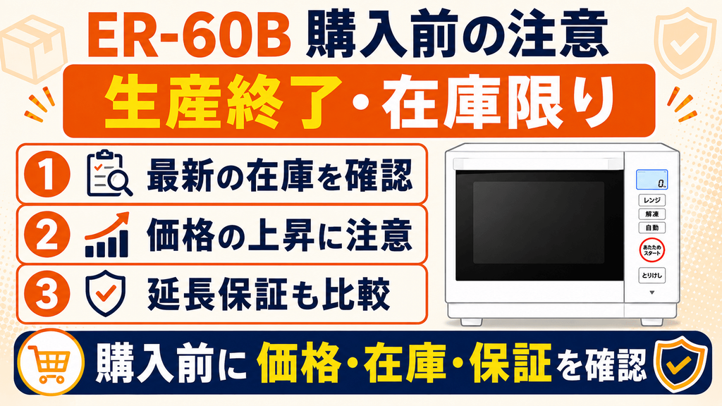 ER-60ZBとER-60B購入前の注意点 ER-60Bは生産終了品!在庫と延長保証の有無を確認