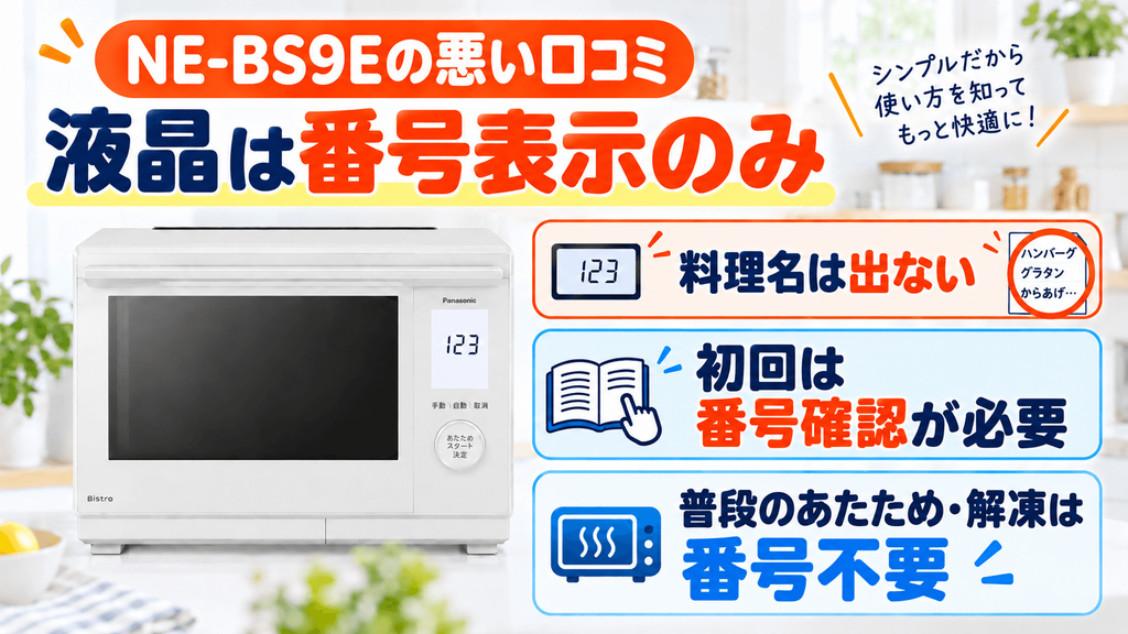 NE-BS9Eの悪い口コミ・デメリット・注意点 液晶は番号表示のみ