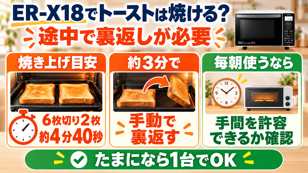 ER-X18でトーストは焼ける？時間と手間を確認