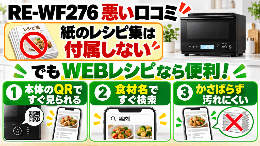 RE-WF276の悪い口コミ・気になる評判 紙のレシピ集が付属しない