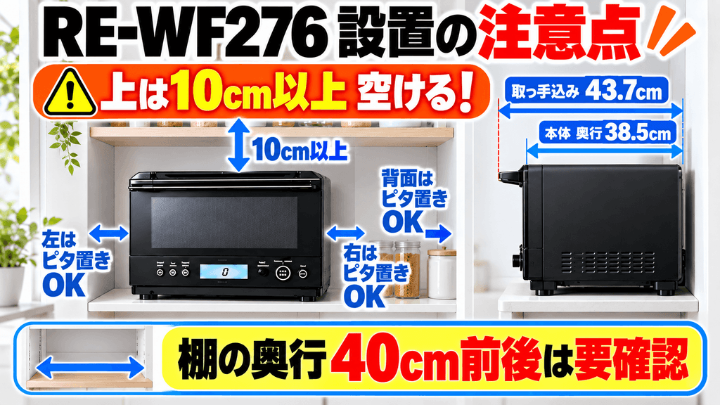 RE-WF276を購入する前に確認したい注意点 天面には10cm以上の空間が必要