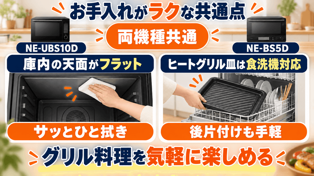 NE-UBS10DとNE-BS5Dの共通点　食洗機対応の皿＆フラット天面でお手入れが劇的にラク
