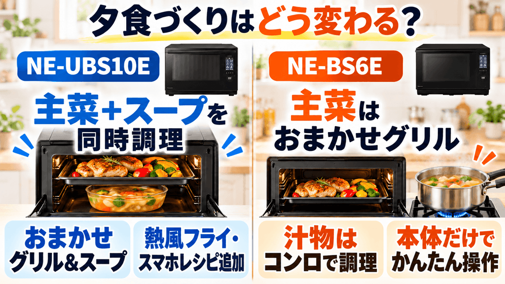 NE-UBS10EとNE-BS6Eの調理機能の違いを比較