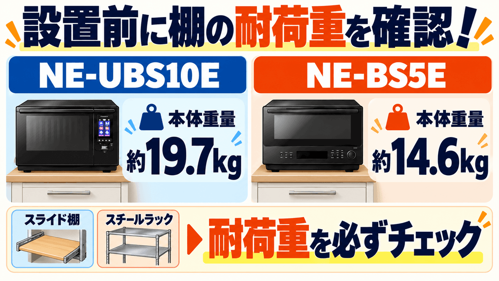 NE-UBS10EとNE-BS5E購入前の注意点　棚の耐荷重チェック
