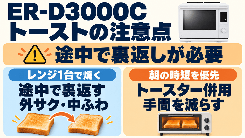 ER-D3000Cの悪い口コミ 毎朝のトースト調理で途中の裏返しが必要