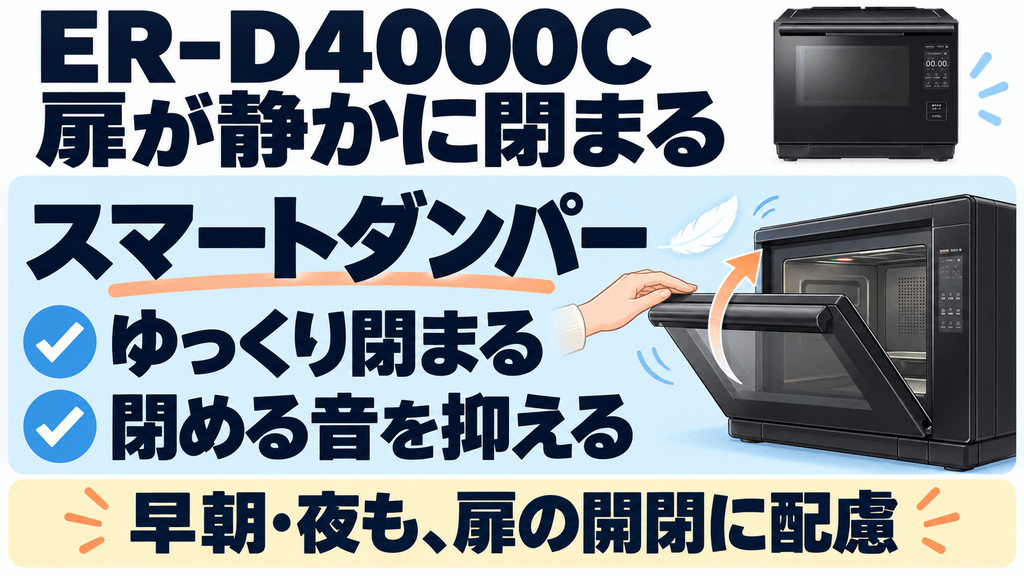 ER-D4000Cの良い口コミ 静かに閉まるスマートダンパーで夜間も安心