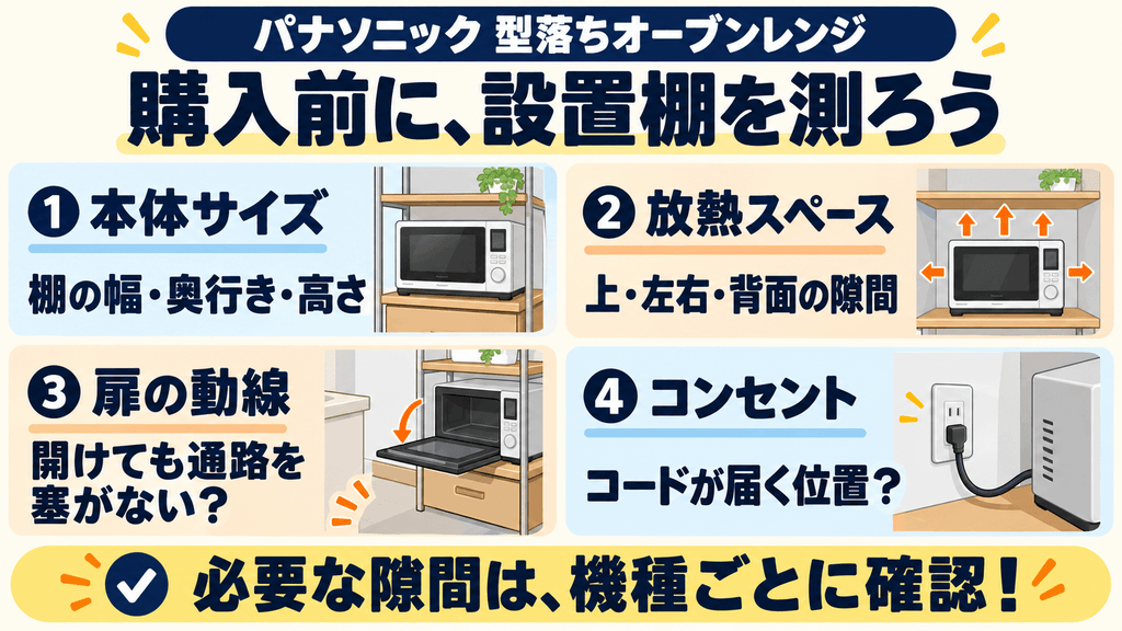 パナソニック型落ちオーブンレンジ購入前チェック 設置場所と放熱スペース