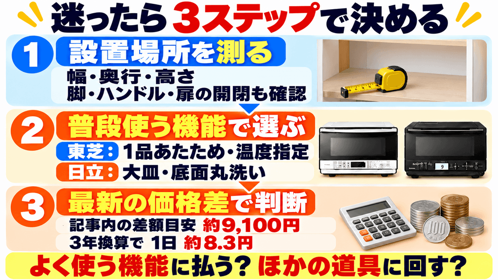 ER-D70AとMRO-S8D 迷う人は「設置場所→必要な機能→価格差」の3ステップで決める
