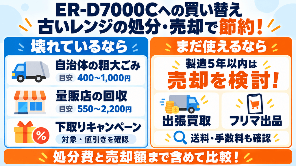 【処分・下取り】古いレンジの処分費をゼロにしてER-D7000Cを限界まで安く買う方法