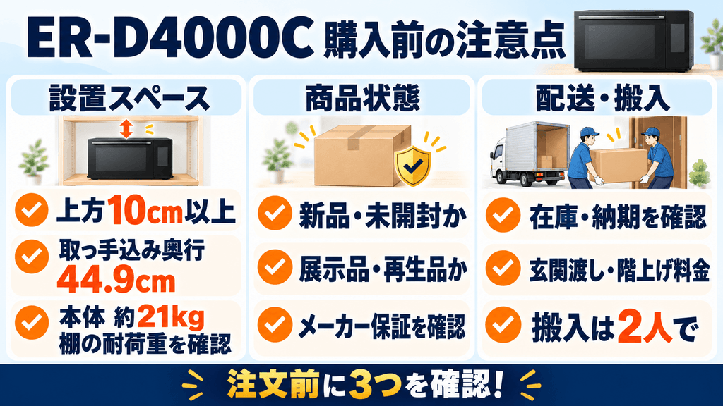 ER-D4000Cを最安値で買う前の注意点