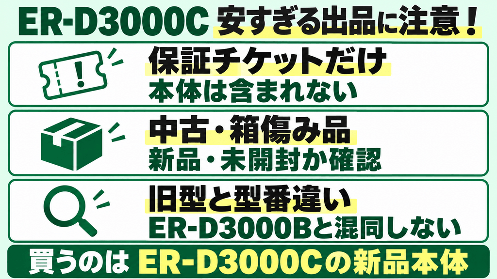 ER-D3000C購入前の注意点　出品内容の罠