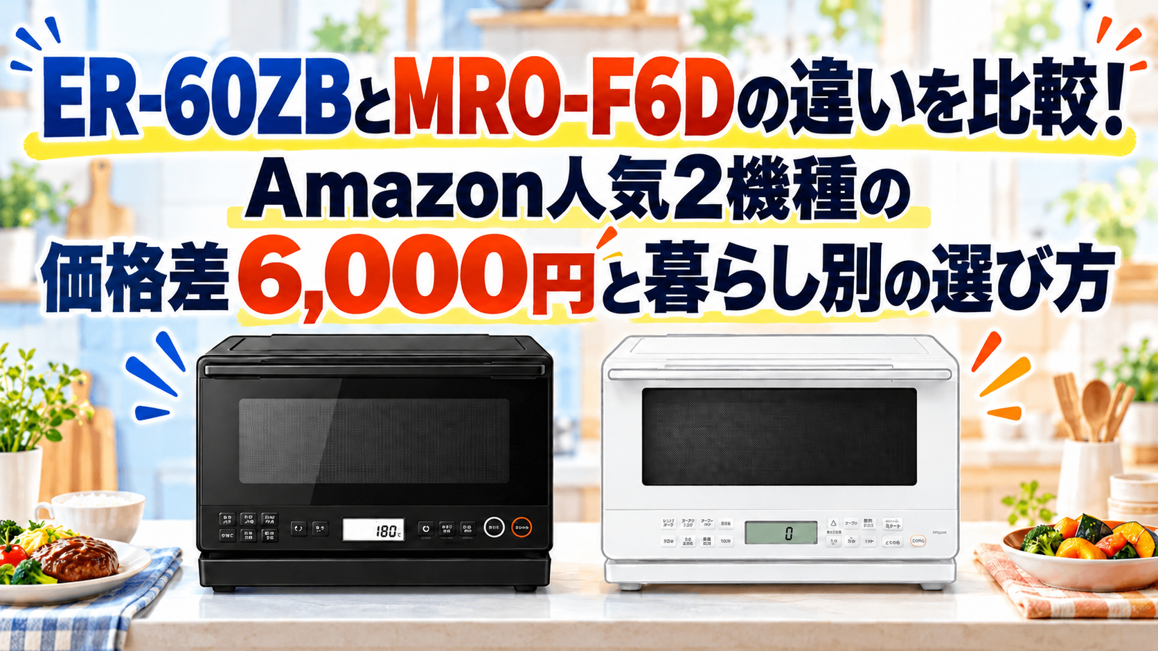 ER-60ZBとMRO-F6Dの違いを比較！Amazon人気2機種の価格差6,000円と暮らし別の選び方